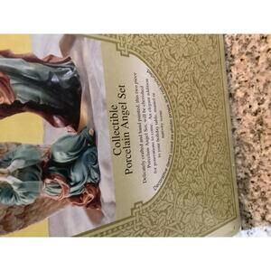 Collectible Porcelain Angel Figurine Set - Two Pieces